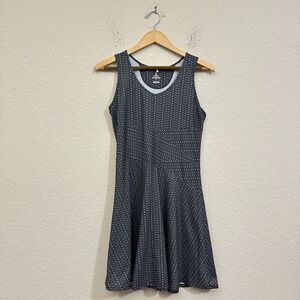 PRANA Amelie Sleeveless Tank Dress in Black Gray Parade Pattern